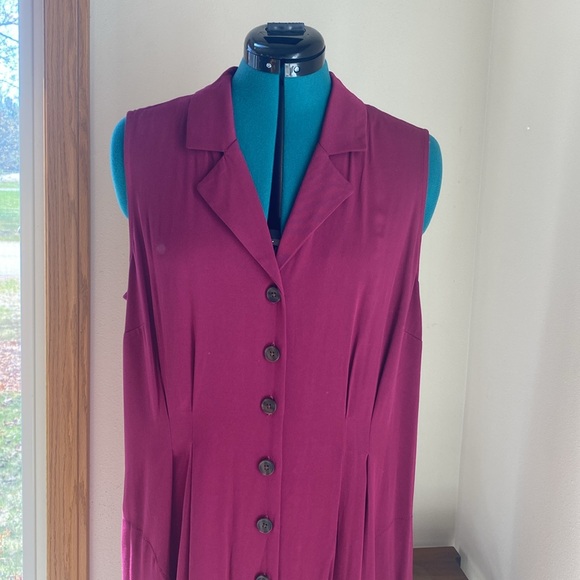 J.Jill size Large Winterberry button down long sleeveless shirt dress w/ pockets - Picture 2 of 10